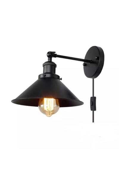 Dylight الرجعية ريفي ديكور ريفي أسود التبديل السلكية الجدار الشمعدان