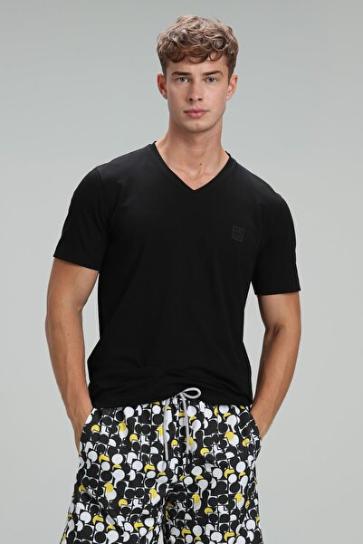 Lufian Tricou Tuna Modern Graphic pentru bărbați, negru