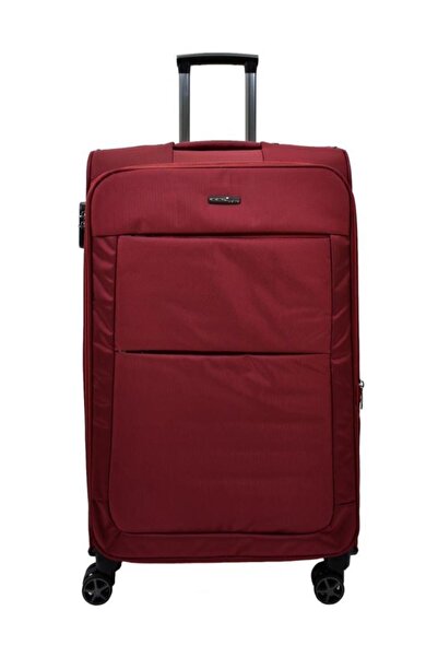 ÇÇS Büyük Boy Kumaş Valiz 4 Tekerlekli Bordo Valiz