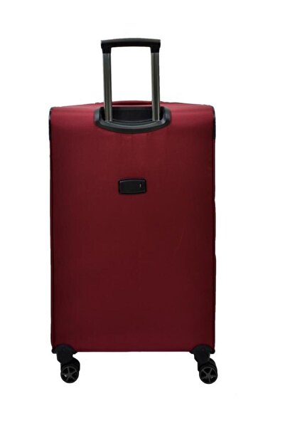 ÇÇS Büyük Boy Kumaş Valiz 4 Tekerlekli Bordo Valiz