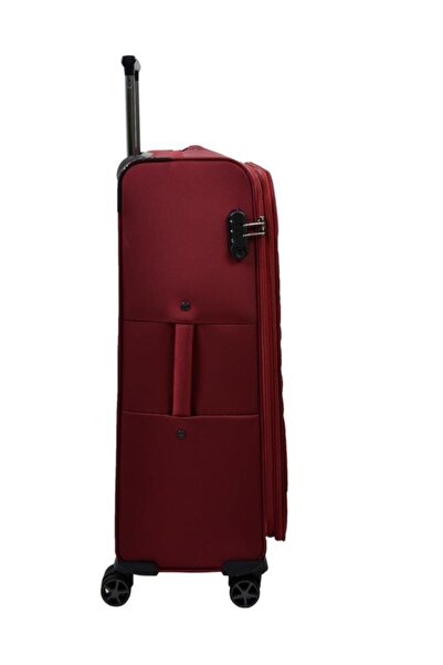 ÇÇS Büyük Boy Kumaş Valiz 4 Tekerlekli Bordo Valiz