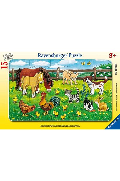 RAVENSBURGER بازل صغير بإطار مكون من 15 قطعة للحيوانات في المرج060467