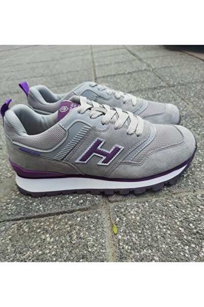Hammer Jack 19250 Kadın Gri Mor Ciment Beyaz Hakiki Deri Sneaker Yürüyüş Günl...