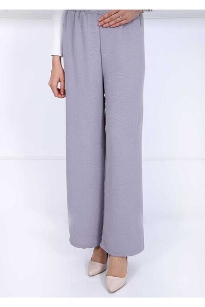 Fresh&Moda Ženske sive pantalone od ayrobin tkanine sa elastičnim strukom Šir...