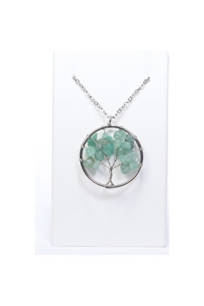 Vipfoni Tel Sarmalı Çakra Hayat Ağacı Doğal Yeşim Taşı Taşı Kolye (zincir Dahil)