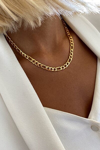 Bonnjerra Jewellery Altın Kaplama Kalın Figaro Zincir Kolye