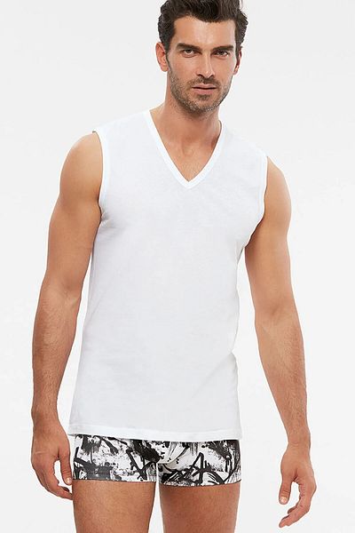 Kom Nobre V-Neck Cotton Basic Ανδρικό εσώρουχο λευκό