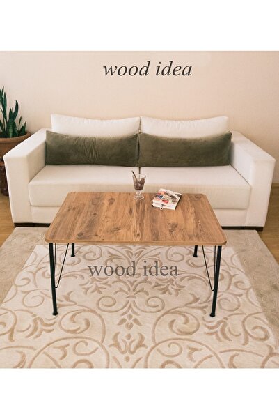 wood idea Orta Sehpa Metal Ayaklı Mermer Veya Ağaç Desenli