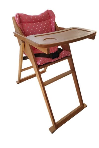 pambukcuk Doğal Ahşap Katlanır Mama Sandalyesi Çocuk Koltuğu Mindersiz