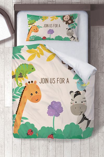 instababyrooms Βαμβακερό Micro Satin Safari Σετ 3 Παιδικό Δωμάτιο Παιδικό Σετ Παπλωματοθήκη