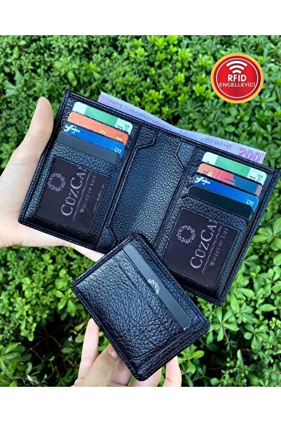 CüzCan Orlando Siyah Hakiki Deri Erkek Cüzdanı Kartlık Hediyeli ( Sevgililer Günü Hediyesi )