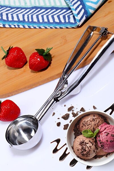 METROPOLAVM Basmalı Metal Dondurma Kepçesi Pratik Top Kurabiye Dondurma Servi...