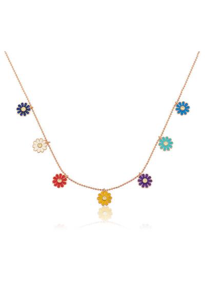 Gumush ?gümüş Rose Renkli Papatyalar Kolye