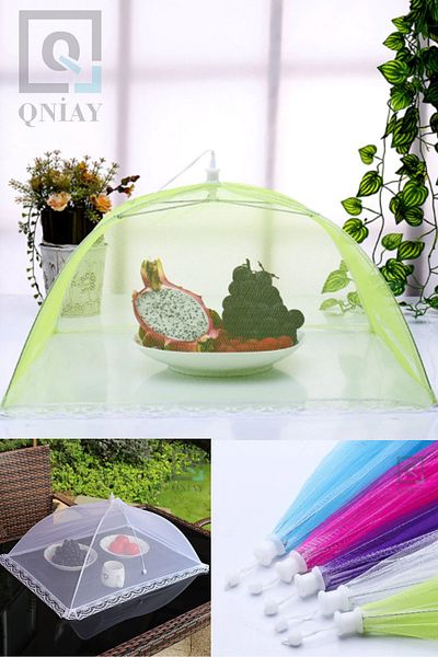 Kalsiyum Mood Food Protector Tulle Square Umbrella Practical Openable Close Camping Food Protector Mosquito Net