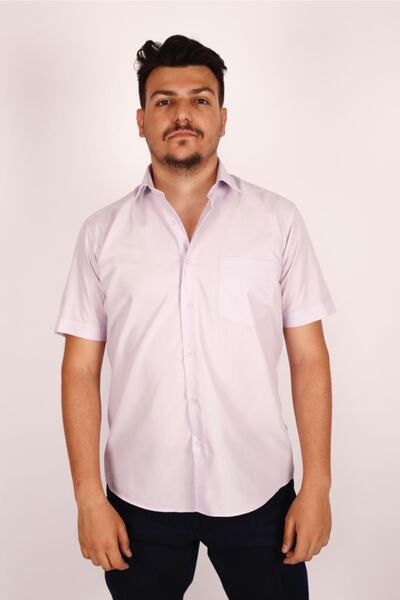 FATELLA Cămașă clasică liliac cu mânecă scurtă pentru bărbați