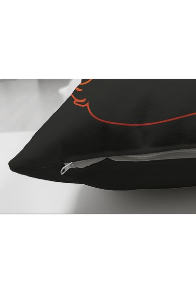Generic Brand Reversible Suede Pillow Cushion Cover with Rainbow Motif and Far Eastern Yoga Patterned on a Black Background