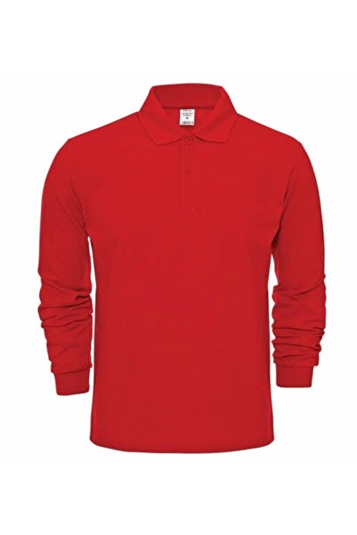 FATELLA Червона футболка з довгим рукавом з коміром поло унісекс
