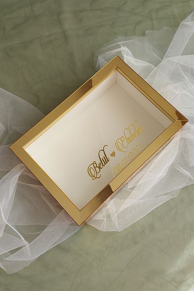Verda Çerçeve 21x30 Cm Gold Plexi Covered Rose Memory Frame!Rose Box