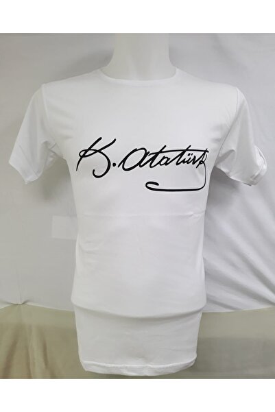 FATELLA Unisex Children's Bicycle Round Neck Atatürk Signed Short Sleeve T-shirt