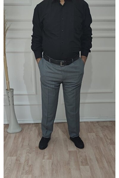 FATELLA Men's Classic Cut Pleated Fabric Trousers