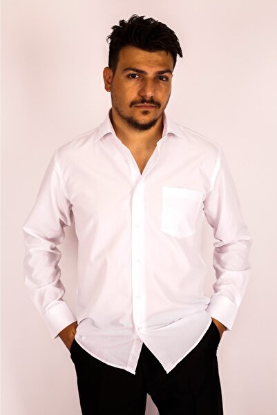 FATELLA Cămașă clasică albă cu mânecă lungă pentru bărbați