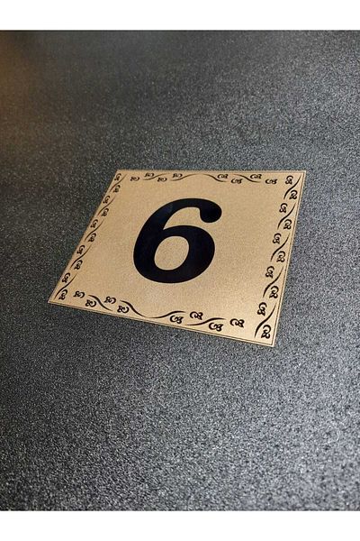 gen رقم الباب 10x12 سم لاصق رقم 6 معدني ذهبي أصفر