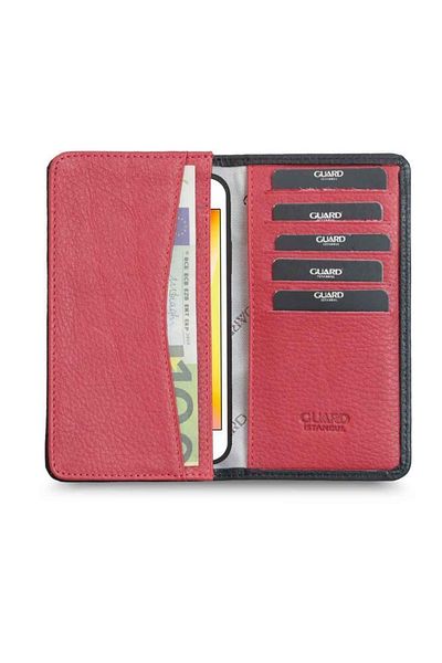 GUARD Black Leather Portfolio - Wallet with Phone Port