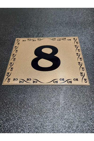 gen رقم الباب 10x12 سم لاصق رقم 8 معدني ذهبي أصفر