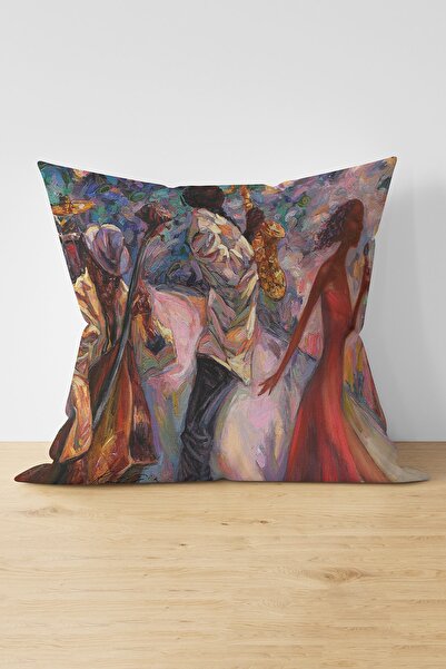 Nish & Royal Double Sided Oil Painted Drawing Women's Motif Modern Suede Pill...