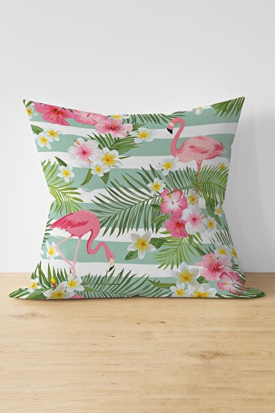 Nish & Royal Double Sided Flamingo Pattern Digital Printed Modern Suede Pillo...