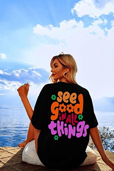 Machetta Γυναικείο μπλουζάκι Black See Good Oversize με στάμπα