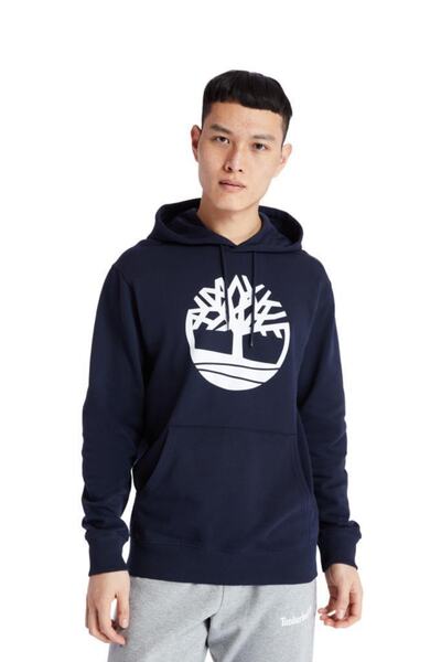 Timberland Мъжки суичър с качулка с лого Yc Core Tree, тъмносин