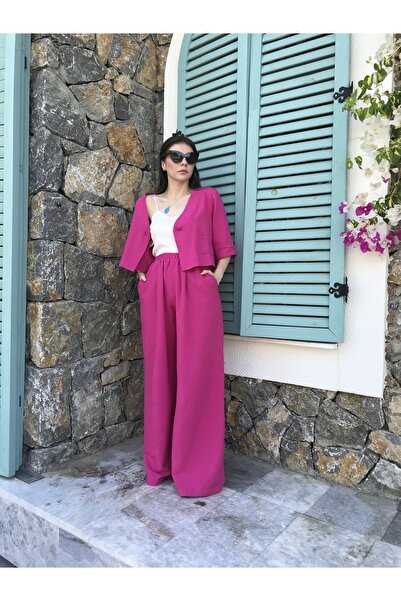 WEBBMODA طقم جاكيت بنطلون كتان