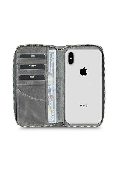 GUARD Antique Gray Zippered Portfolio Wallet