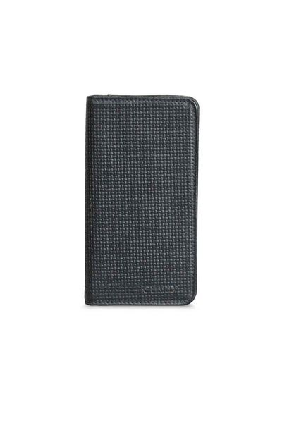 GUARD Black Laser Print Leather Portfolio Wallet with Phone Port