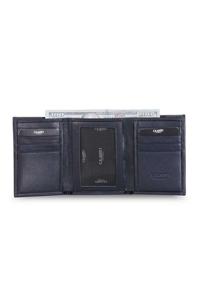 GUARD Men's Wallet - Navy Blue Vertical Leather