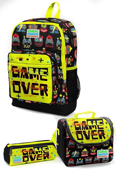 Coral High 23828 Set de ghiozdane de 3' cu imprimeu Game Over