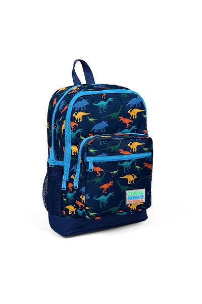 Coral High Rucsac de școală cu patru compartimente, cu model de dinozaur, albastru bleumarin pentru copii, cutie de prânz termo