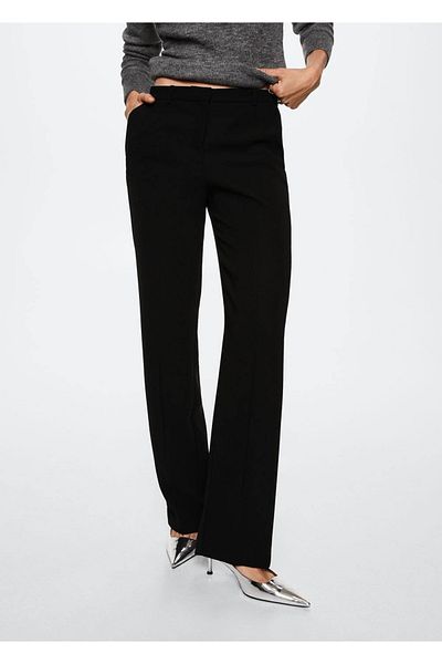MANGO Woman Straight Cut Fabric Trousers