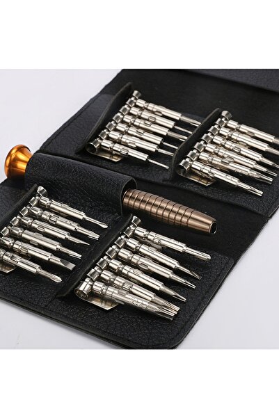 Mkey 25 Parça Deri Cüzdanlı Tornavida Set Elektronik Saat Bilgisayar Tamir Tornavidası Seti
