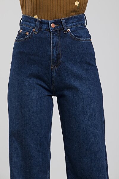 Trn JNS Παντελόνι Neva Dark Blue 90's Lycra Super ψηλόμεσο φαρδύ τζιν Palazzo. (υπερ-υψηλό)