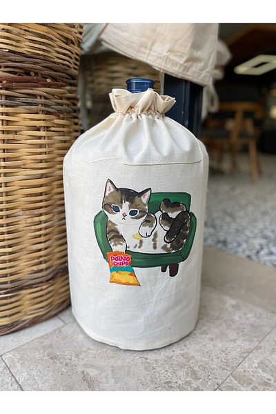 BAGAND Кутийка за бутилка крем с принт „Котка, ядеща чипс“