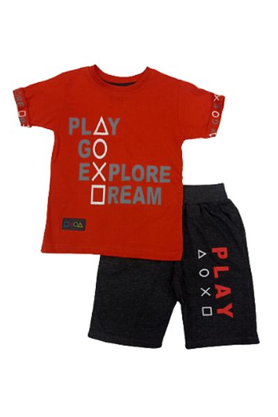 Polo Clup Boy's Cream Gray 3-6 Years Shorts Set
