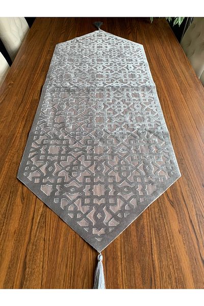 NURHAN HOME COLLECTION Νέο Seljuk Model Silver Color Table Runner