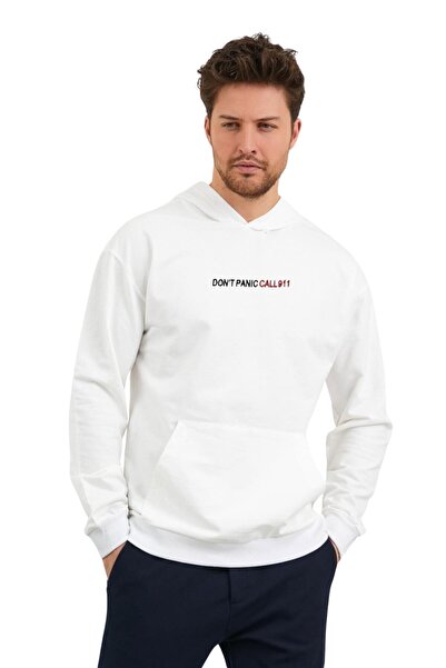 Erkek Kanguru Cepli Rahat Kalıp Kapüşonlu Spor Sweatshirt