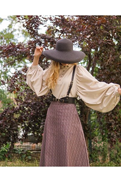 Launes قميص عتيق بأكمام بالون إكرو