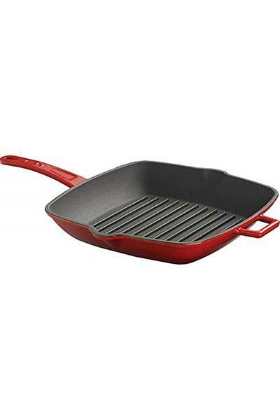 Lava Cast Iron Grill Pan with Metal Handle 26x26cm Red