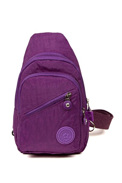 Newish Geantă de umăr mov unisex Crinkle impermeabilă - 28X18CM