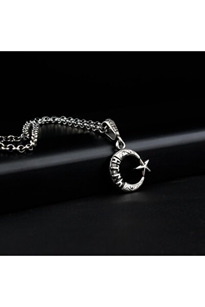 Tesbihsepetim Göktürkçe Türk Yazılı Ayyıldızlı Gümüş Kolye