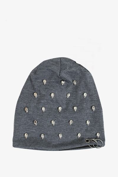 Collezione Beretă pentru bărbați Mix Skull Meta și cu detalii inelare